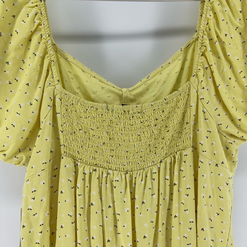 SO Yellow Floral Print Front-Tie Milkmaid Peasant Mini Dress, NWT, Size XL - Picture 6 of 8